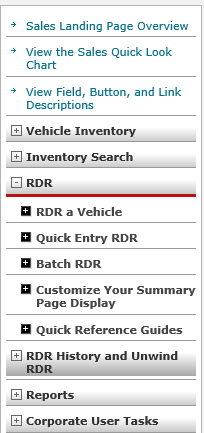 DBS Help Sales menu.